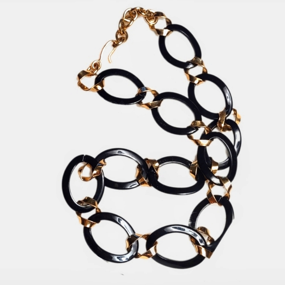 Monet Black & Gold Vintage Necklace